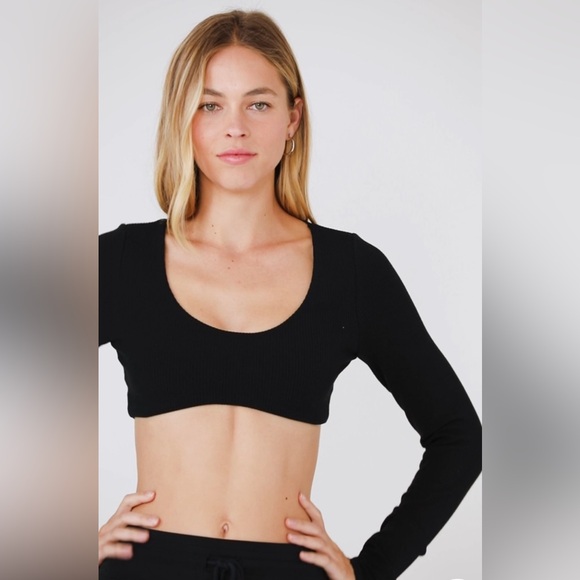 💥ALO YOGA / Ribbed ‘Define’ Long Sleeve Bra Top / 🖤Black / Large / NWT !! 🤩 - Picture 5 of 6
